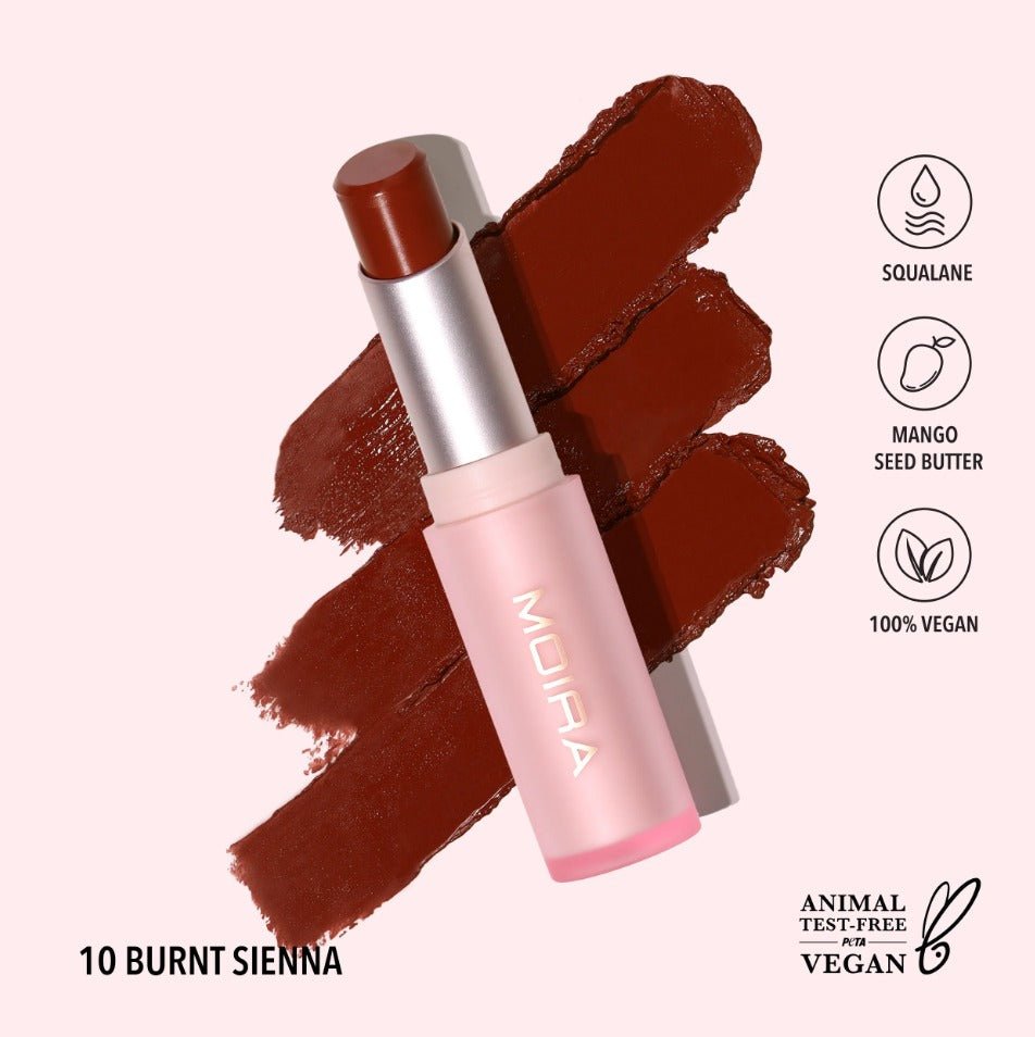 Glamour Us_Moira_Makeup_Signature Lipstick_Burnt Sienna_SLS010 Latina makeup, beauty and skincare supply store Mexican makeup products