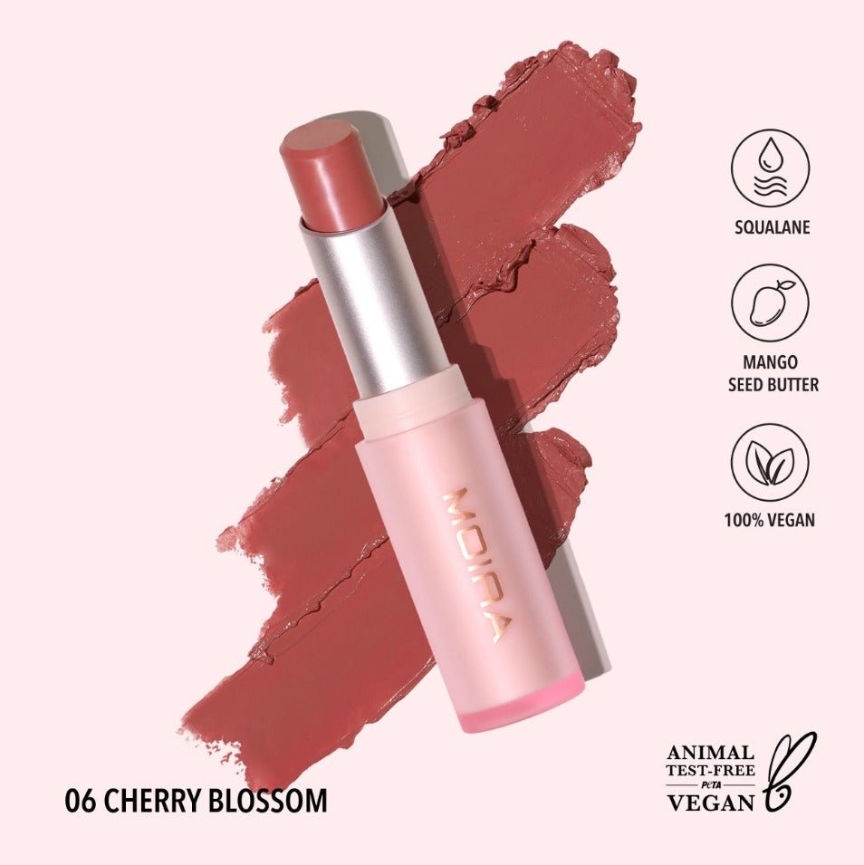 Glamour Us_Moira_Makeup_Signature Lipstick_Cherry Blossom_SLS006 Latina makeup, beauty and skincare supply store Mexican makeup products