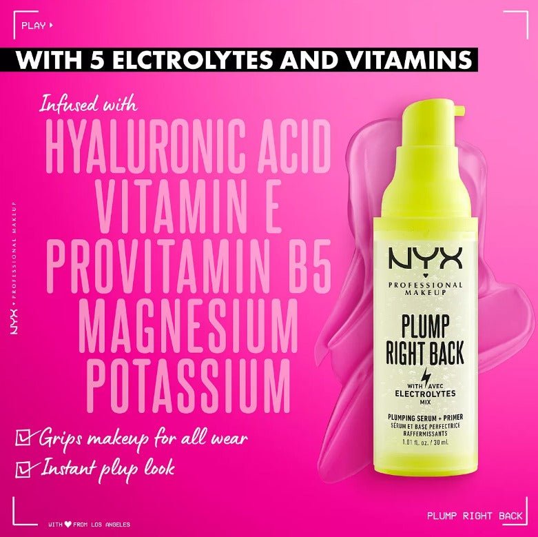 Glamour Us_NYX_Makeup_Plump Right Back Face Primer + Serum__PRBPS01 The best affordable Latina and Mexican makeup, beauty and cosmetics supply store in Chula Vista, San Diego
