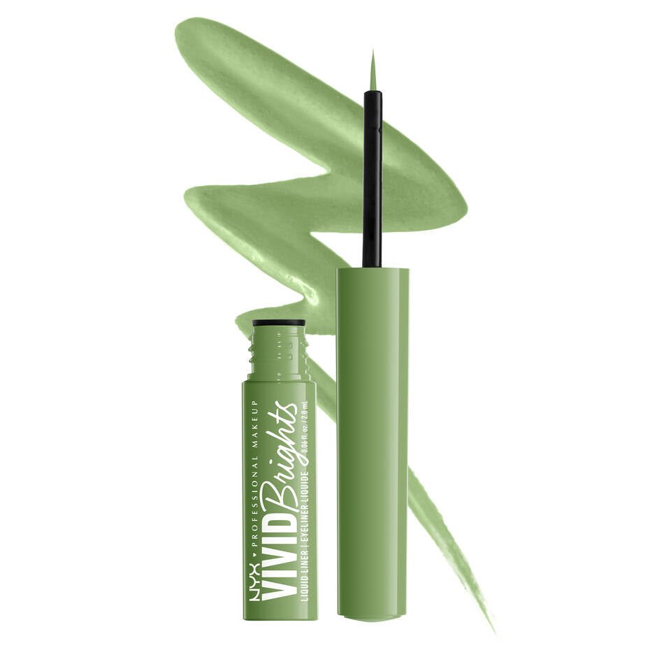 Glamour Us_NYX_Makeup_Vivid Brights Colored Liquid Eyeliners_Ghosted Green_VBLL02 The best affordable Latina and Mexican makeup, beauty and cosmetics supply store in Chula Vista, San Diego