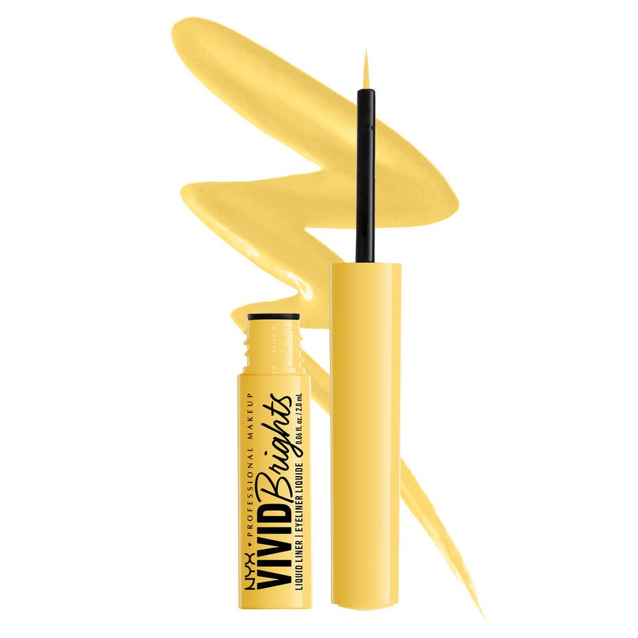 Glamour Us_NYX_Makeup_Vivid Brights Colored Liquid Eyeliners_Had Me at Yellow_VBLL03 The best affordable Latina and Mexican makeup, beauty and cosmetics supply store in Chula Vista, San Diego