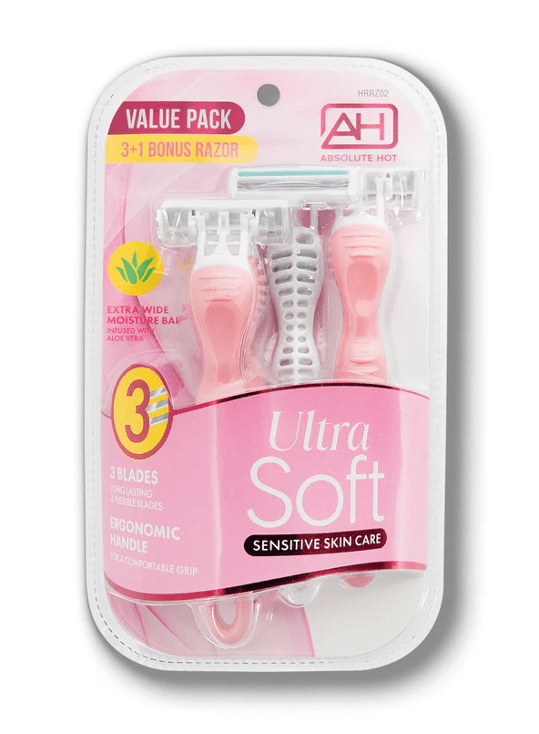 Glamour Us_Absolute Hot_Tools &amp; Brushes_Ultra Soft Razors 4pc__HRRZ02 The best affordable Latina and Mexican makeup, beauty and cosmetics supply store in Chula Vista, San Diego
