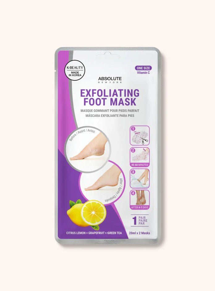 Glamour Us_Absolute New York_Personal Care_Exfoliating Foot Mask_Citrus Lemon Grapefruit Green Tea_ABNY-A612 The best affordable Latina and Mexican makeup, beauty and cosmetics supply store in Chula Vista, San Diego