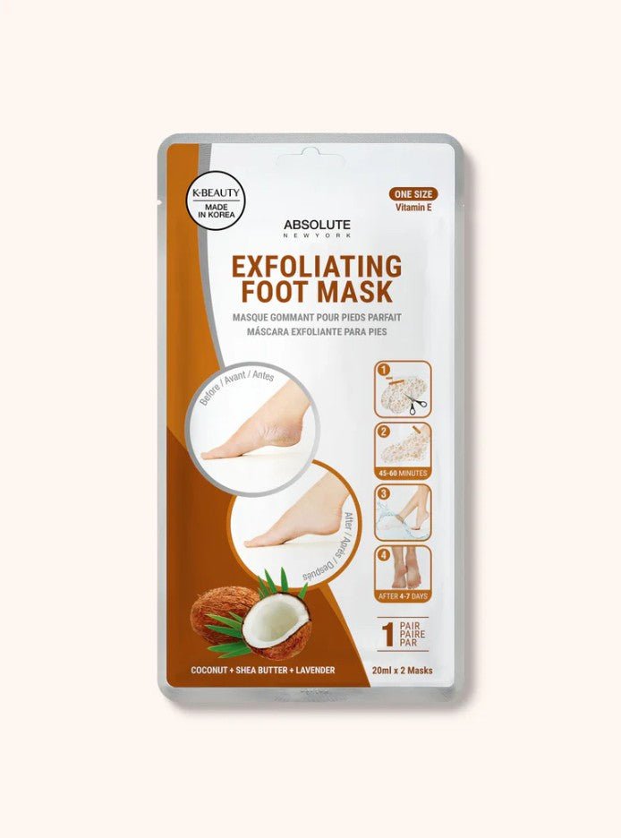 Glamour Us_Absolute New York_Personal Care_Exfoliating Foot Mask_Coconut Shea Butter Lavender_ABNY-A614 The best affordable Latina and Mexican makeup, beauty and cosmetics supply store in Chula Vista, San Diego