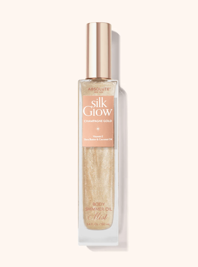 Glamour Us_Absolute New York_Makeup_Silk Glow Body Oil_Champagne Gold Mist_SBGS03 The best affordable Latina and Mexican makeup, beauty and cosmetics supply store in Chula Vista, San Diego
