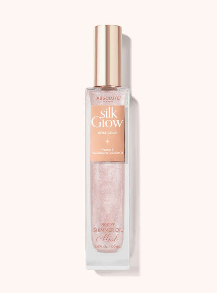 Glamour Us_Absolute New York_Makeup_Silk Glow Body Oil_Rose Gold Mist_SBGS02 The best affordable Latina and Mexican makeup, beauty and cosmetics supply store in Chula Vista, San Diego