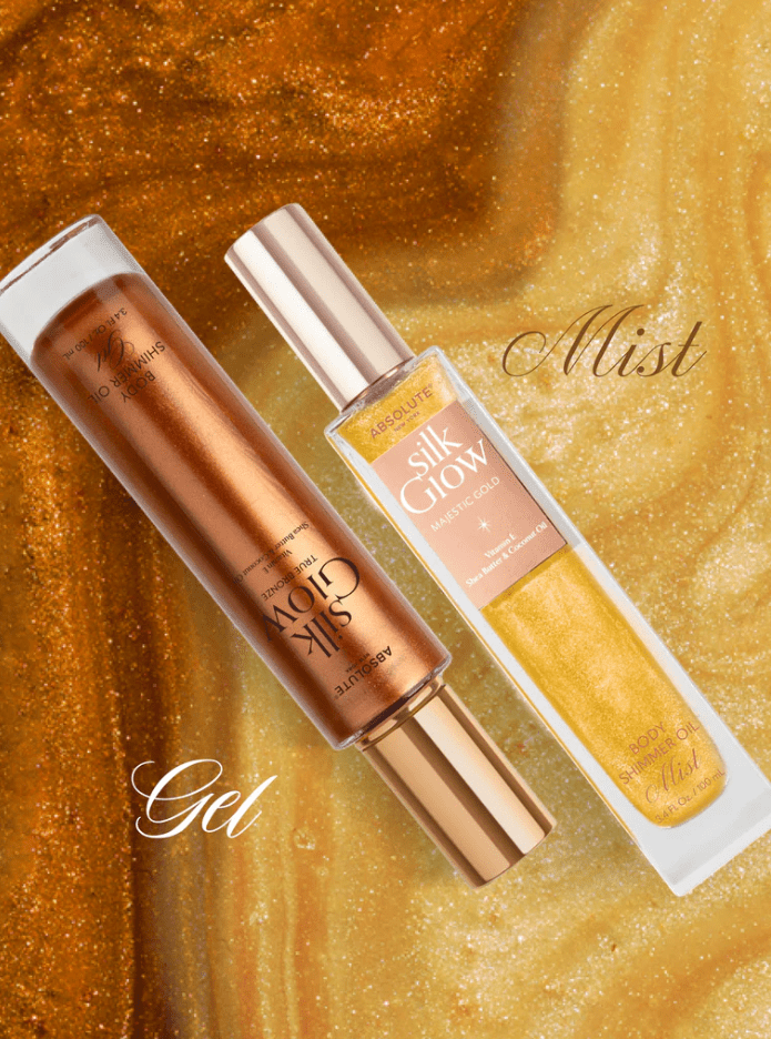 Glamour Us_Absolute New York_Makeup_Silk Glow Body Oil_White Platinum Mist_SBGS01 The best affordable Latina and Mexican makeup, beauty and cosmetics supply store in Chula Vista, San Diego