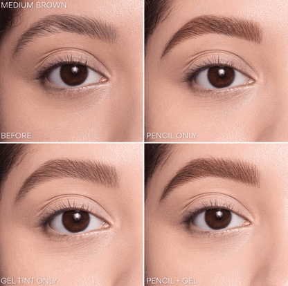 Glamour Us_Beauty Creations_Makeup_Duet Gel Tint + Brow Pencil_Medium Brown_DUET-BP4 The best affordable Latina and Mexican makeup, beauty and cosmetics supply store in Chula Vista, San Diego