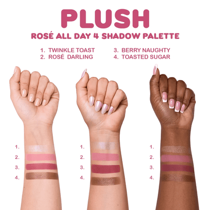 Glamour Us_Beauty Creations_Makeup_Plush 4 Bouncy Color Eyeshadow Palette_Rose All Day_PLP1 The best affordable Latina and Mexican makeup, beauty and cosmetics supply store in Chula Vista, San Diego