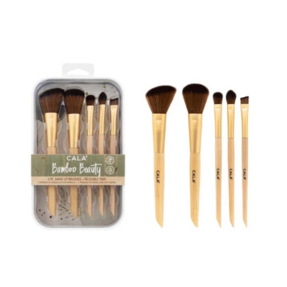 Glamour Us_CALA_Tools &amp; Brushes_Bamboo Beauty 5 - piece Makeup Brush Set and Reusable Tray__76855 The best affordable Latina and Mexican makeup, beauty and cosmetics supply store in Chula Vista, San Diego