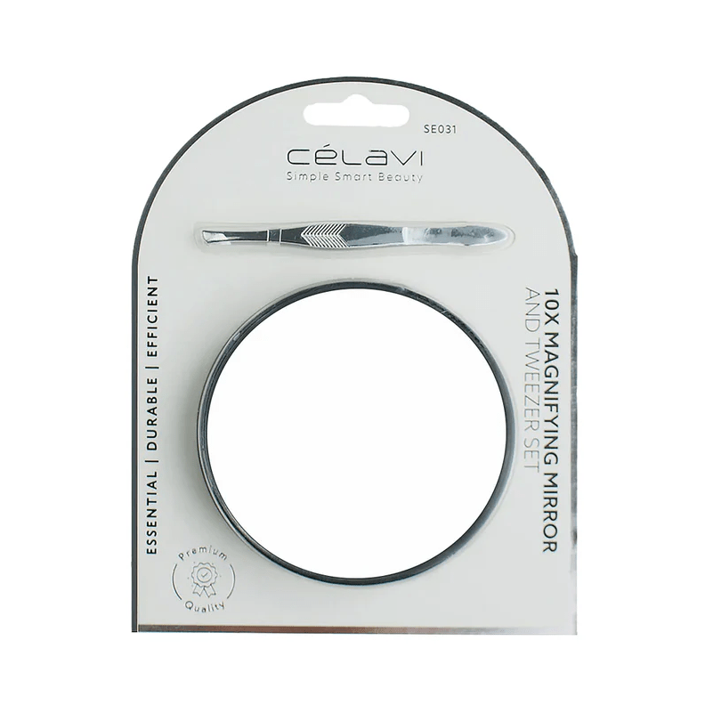 Glamour Us_Celavi_Tools &amp; Brushes_10X Magnifying Mirror and Tweezer Set__SE031 The best affordable Latina and Mexican makeup, beauty and cosmetics supply store in Chula Vista, San Diego