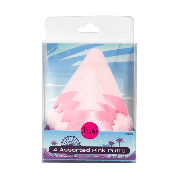 Glamour Us_Jcat_Tools &amp; Brushes_4 Assorted Pink Powder Puffs__BR60 The best affordable Latina and Mexican makeup, beauty and cosmetics supply store in Chula Vista, San Diego