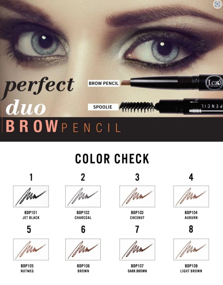 Glamour Us_Jcat_Makeup_Perfect Duo Eyebrow Pencil_Jet Black_BDP101 The best affordable Latina and Mexican makeup, beauty and cosmetics supply store in Chula Vista, San Diego