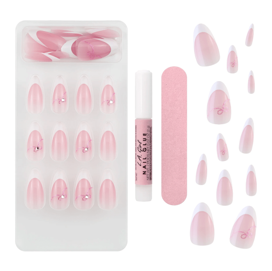 Glamour Us_L.A. Girl_Nails_Oh So Shiny Nail Fx Glue-on Nail Tips - Bowtastic__GNT800 The best affordable Latina and Mexican makeup, beauty and cosmetics supply store in Chula Vista, San Diego