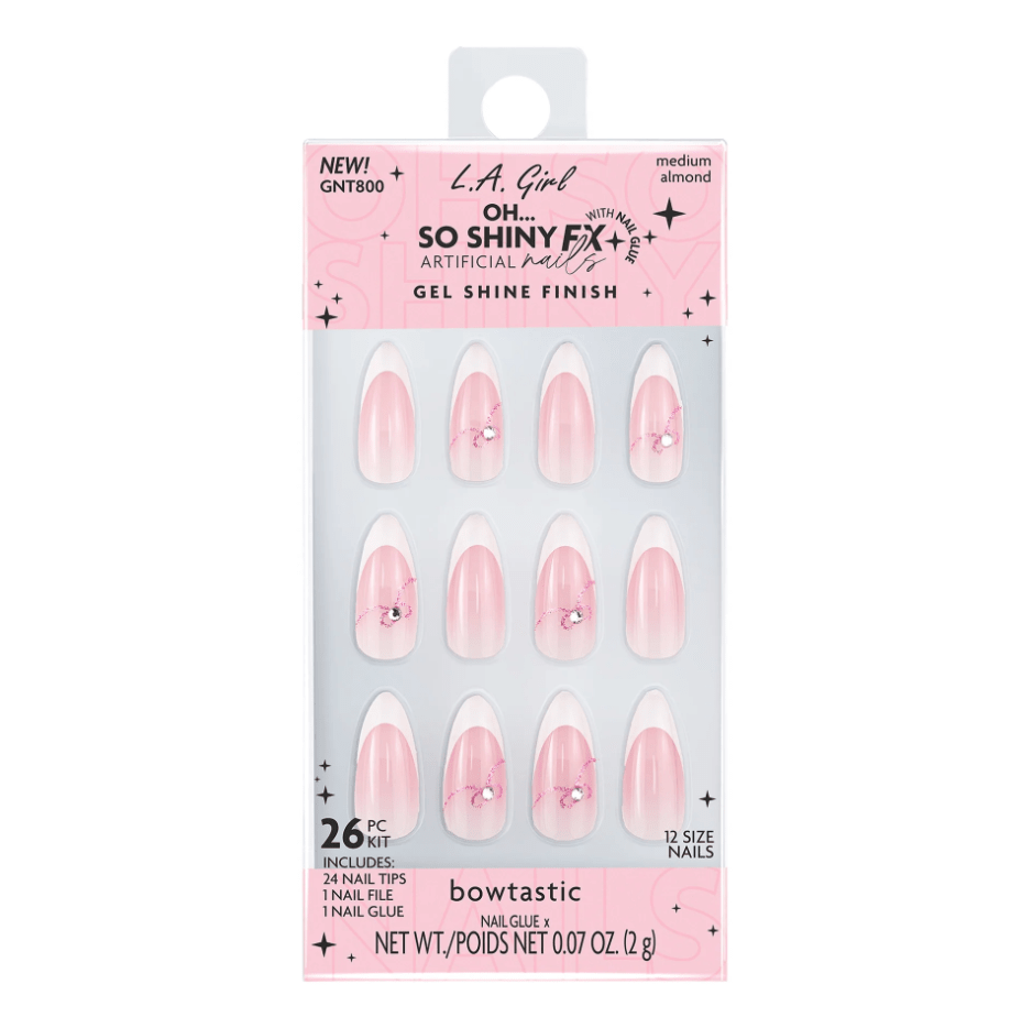 Glamour Us_L.A. Girl_Nails_Oh So Shiny Nail Fx Glue-on Nail Tips - Bowtastic__GNT800 The best affordable Latina and Mexican makeup, beauty and cosmetics supply store in Chula Vista, San Diego