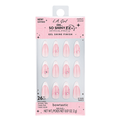 Glamour Us_L.A. Girl_Nails_Oh So Shiny Nail Fx Glue-on Nail Tips - Bowtastic__GNT800 The best affordable Latina and Mexican makeup, beauty and cosmetics supply store in Chula Vista, San Diego