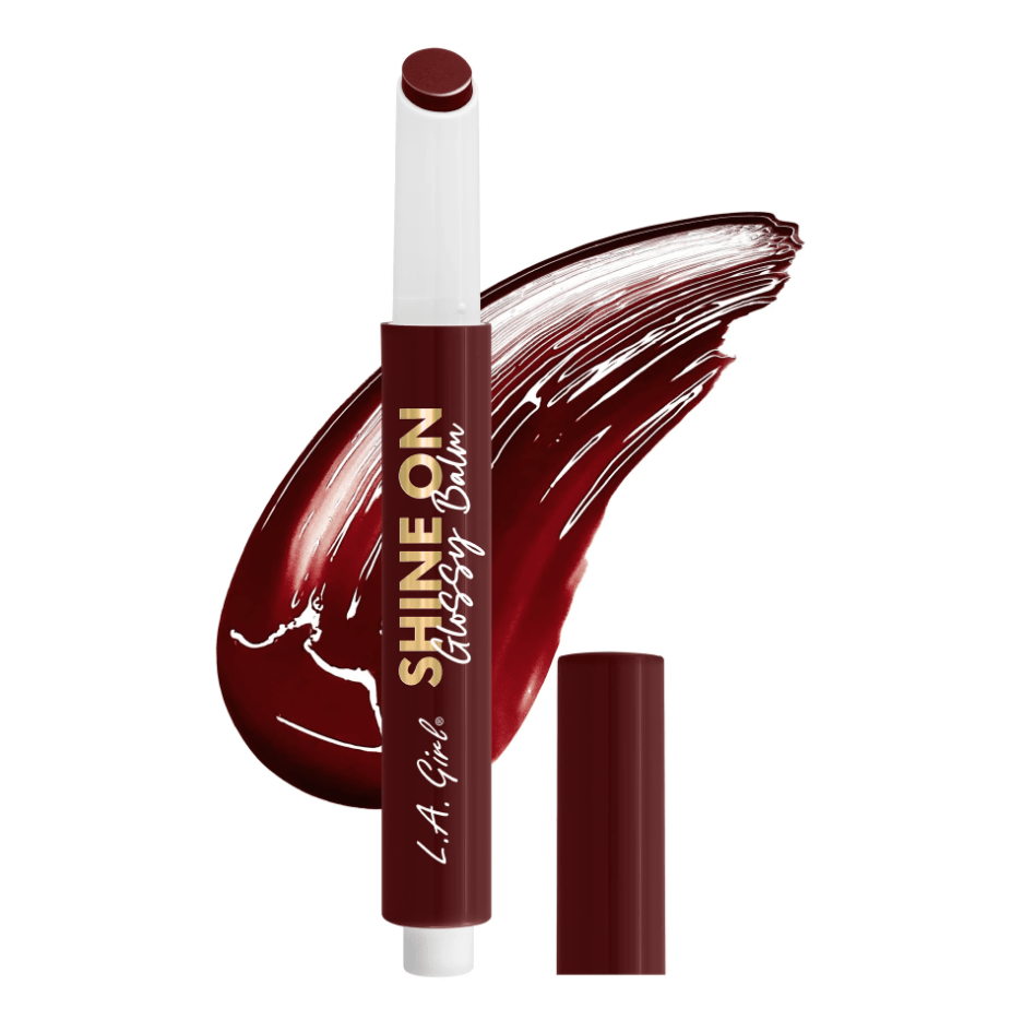 Glamour Us_L.A. Girl_Makeup_Shine On Glossy Balm_Bitten Cherry_GLC908 The best affordable Latina and Mexican makeup, beauty and cosmetics supply store in Chula Vista, San Diego