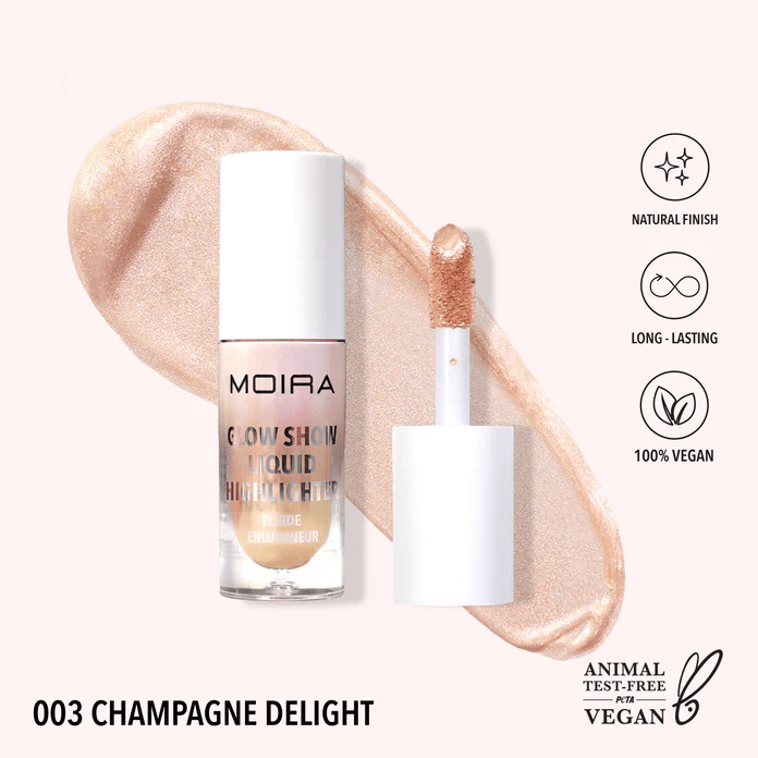 Glamour Us_Moira_Makeup_Glow Show Liquid Highlighter_Champaign Delight_GSLH003 The best affordable Latina and Mexican makeup, beauty and cosmetics supply store in Chula Vista, San Diego
