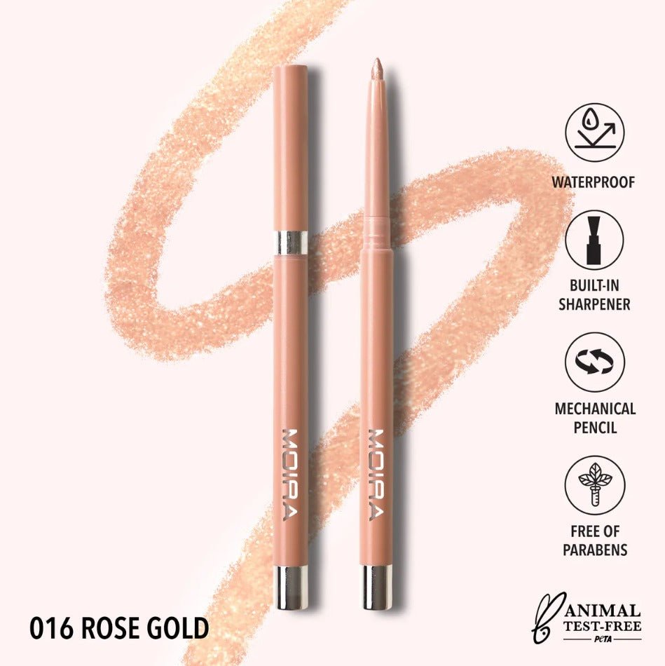 Glamour Us_Moira_Makeup_Statement Shimmer Eyeliner_Rose Gold_SSL016 The best affordable Latina and Mexican makeup, beauty and cosmetics supply store in Chula Vista, San Diego