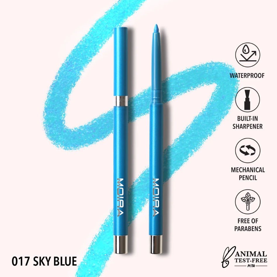 Glamour Us_Moira_Makeup_Statement Shimmer Eyeliner_Sky Blue_SSL017 The best affordable Latina and Mexican makeup, beauty and cosmetics supply store in Chula Vista, San Diego