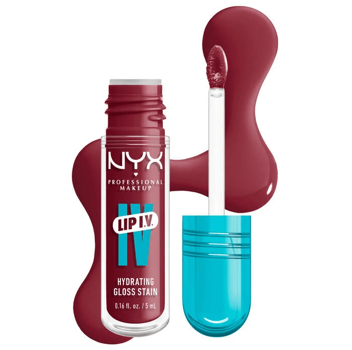 Glamour Us_NYX_Makeup_Lip I.V Hydrating Lip Gloss Stain_BubbleGum Burst_WSLS07 Latina makeup, beauty and skincare supply store Mexican makeup products