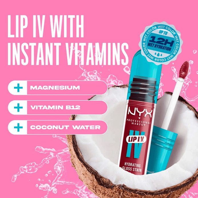 Glamour Us_NYX_Makeup_Lip I.V Hydrating Lip Gloss Stain_Hydra - Honey_WSLS02 The best affordable Latina and Mexican makeup, beauty and cosmetics supply store in Chula Vista, San Diego