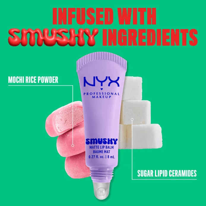 Glamour Us_NYX_Makeup_Smushy Matte Lip Balm_Sugar Smush_SMB01 Latina makeup, beauty and skincare supply store Mexican makeup products