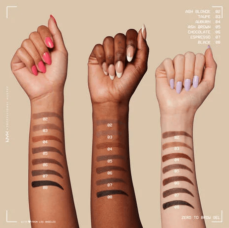 Glamour Us_NYX_Makeup_Zero to Brow Gel Longwear Eyebrow Gel_Ash Blonde_ZTBG02 The best affordable Latina and Mexican makeup, beauty and cosmetics supply store in Chula Vista, San Diego