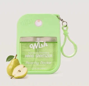 Glamour Us_Wish_Hand Sanitizer_Fruity Series Hand Sanitizer With Silicone Case_Peachy Nectar_60394 The best affordable Latina and Mexican makeup, beauty and cosmetics supply store in Chula Vista, San Diego