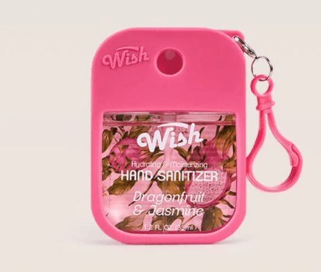 Glamour Us_Wish_Hand Sanitizer_Golden Summer Hand Sanitizer With Silicone Case_Dragonfruit &amp; Jasmine_60395 The best affordable Latina and Mexican makeup, beauty and cosmetics supply store in Chula Vista, San Diego