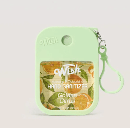 Glamour Us_Wish_Hand Sanitizer_Golden Summer Hand Sanitizer With Silicone Case_Golden Citrus_60395 The best affordable Latina and Mexican makeup, beauty and cosmetics supply store in Chula Vista, San Diego