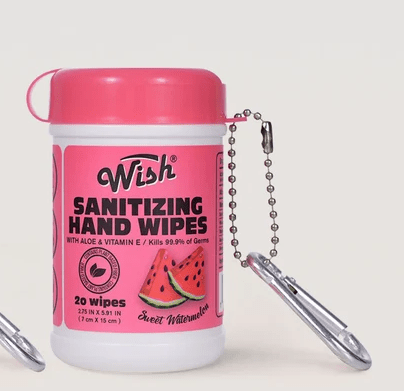Glamour Us_Wish_Hand Sanitizer_Juicy Burst Sanitizing Hand Wipes_Sweet Watermelon_SHW-SW The best affordable Latina and Mexican makeup, beauty and cosmetics supply store in Chula Vista, San Diego