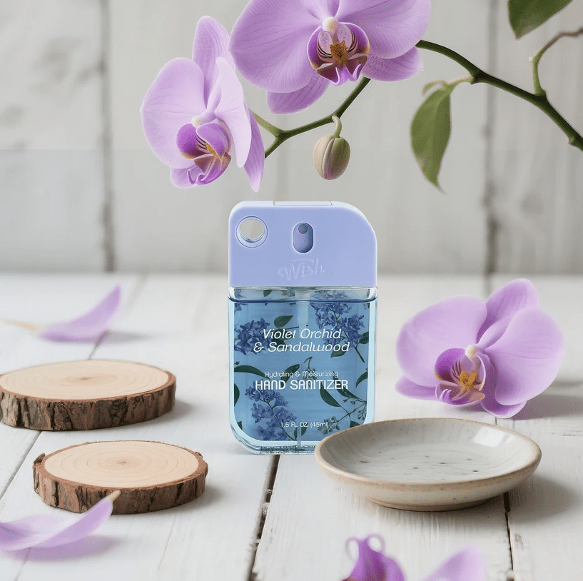 Glamour Us_Wish_Hand Sanitizer_Urban Blossom Hand Sanitizer_Violet Orchid &amp; Sandalwood_60381 The best affordable Latina and Mexican makeup, beauty and cosmetics supply store in Chula Vista, San Diego