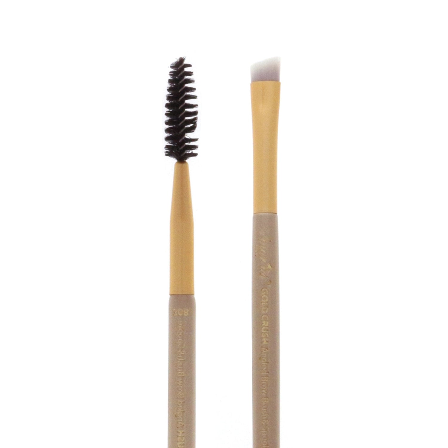 Glamour Us_Amorus_Tools &amp; Brushes_Angled Brow &amp; Spoolie 308 - Gold Crush Makeup Brush__BR-308