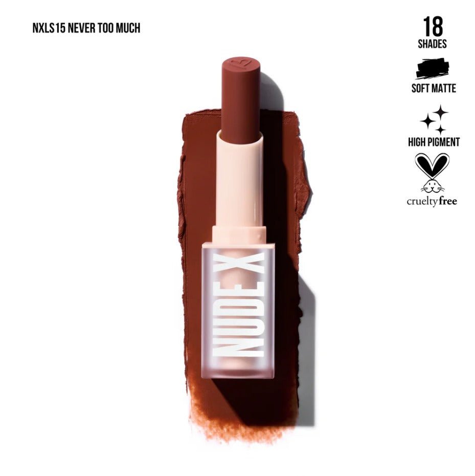 Glamour Us_Beauty Creations_Makeup_Nude X Soft Matte Lipstick_Never Too Much_NXLS15 The best affordable Latina and Mexican makeup, beauty and cosmetics supply store in Chula Vista, San Diego