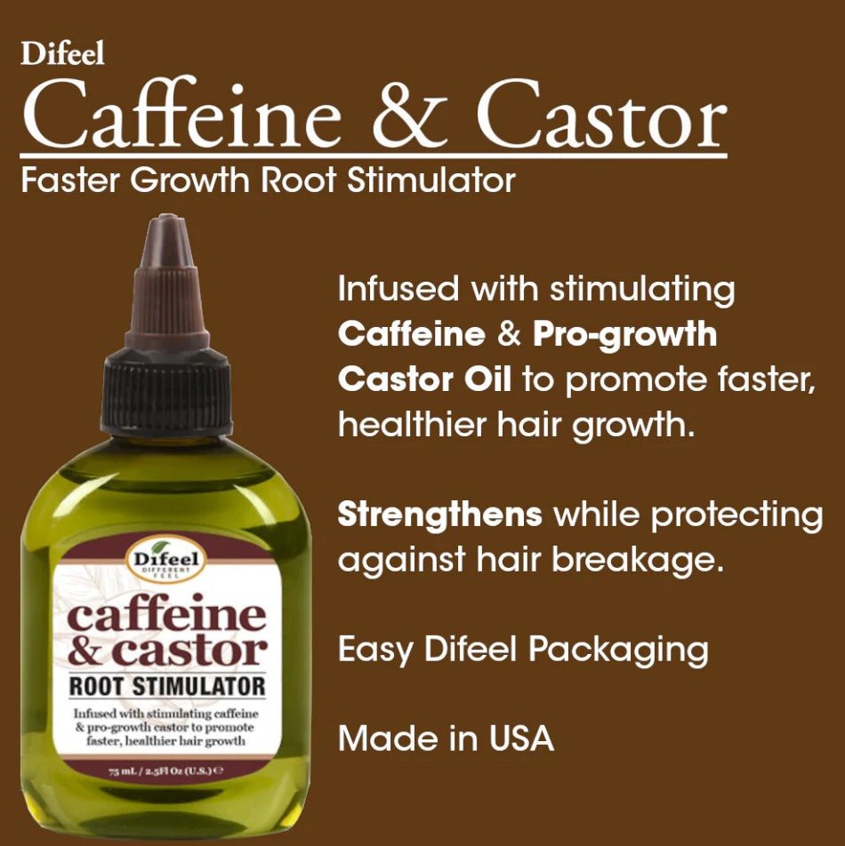 Glamour Us_Difeel_Hair_99% Natural Blend! Caffeine &amp; Castor Premium Hair Oil__SH16-CAF25