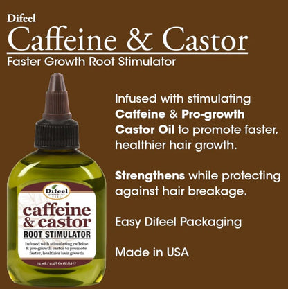 Glamour Us_Difeel_Hair_99% Natural Blend! Caffeine &amp; Castor Premium Hair Oil__SH16-CAF25