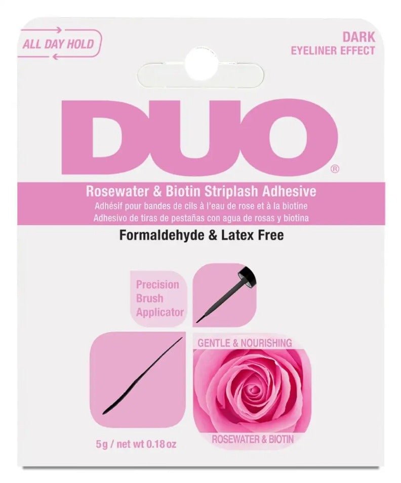 Glamour Us_DUO_Lashes_Dark Brush Rosewater &amp; Biotin Striplash Lash Glue Liner 5 g.__62197 The best affordable Latina and Mexican makeup, beauty and cosmetics supply store in Chula Vista, San Diego