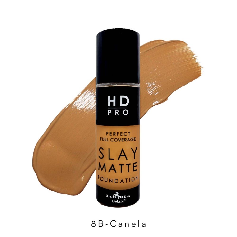 Glamour Us_Italia Deluxe_Makeup_HD Pro Perfect Full Coverage Slay Matte Foundation_Canela_119B-8B