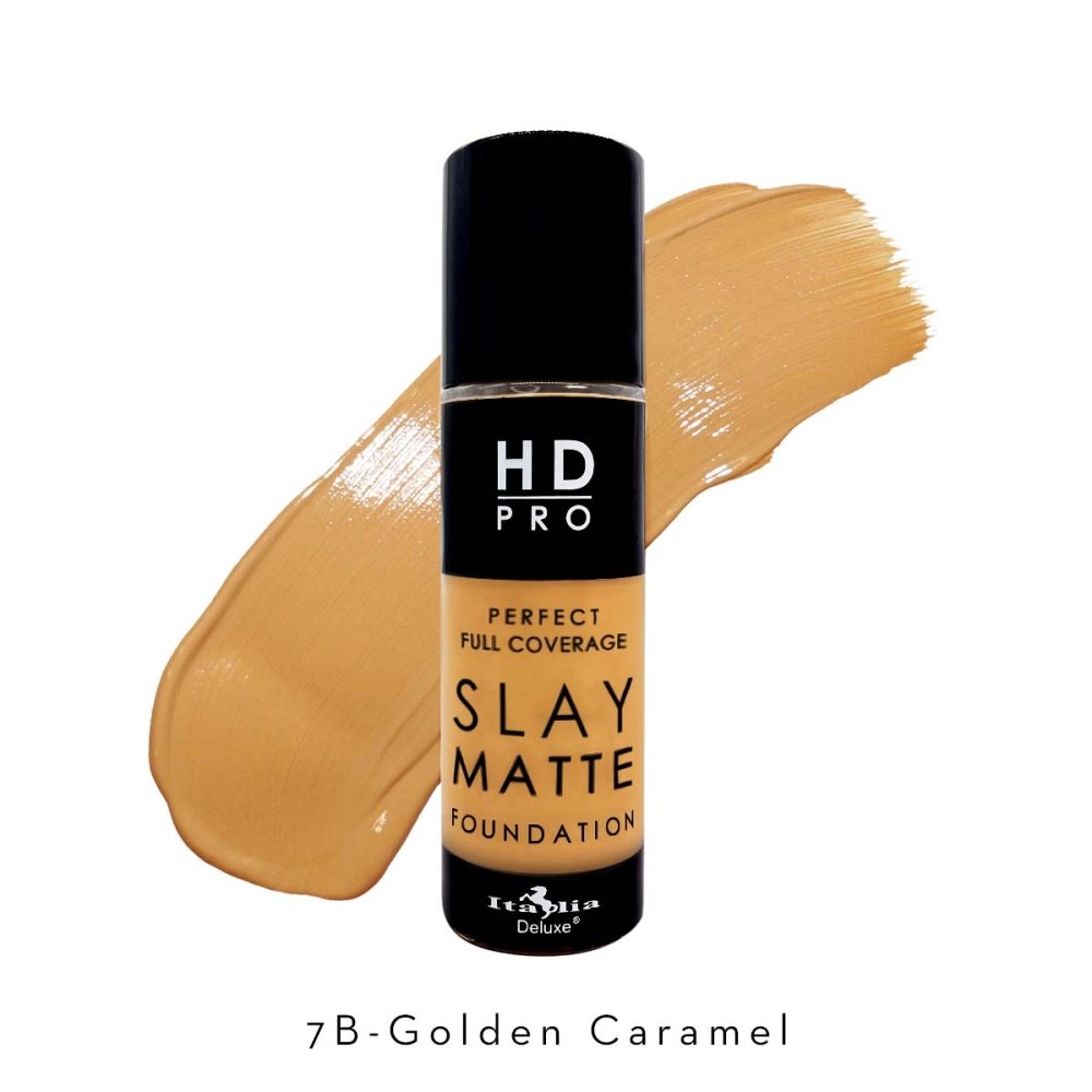 Glamour Us_Italia Deluxe_Makeup_HD Pro Perfect Full Coverage Slay Matte Foundation_Golden Caramel_119B-7B