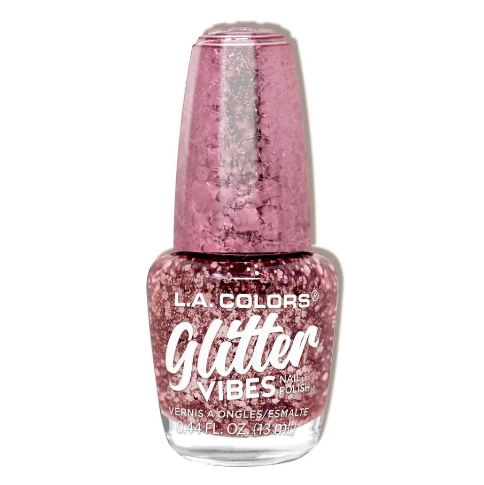 Glamour Us_L.A. Colors_Nails_Glitter Vibes Nail Polish_Pink Bling_CNL357 The best affordable Latina and Mexican makeup, beauty and cosmetics supply store in Chula Vista, San Diego
