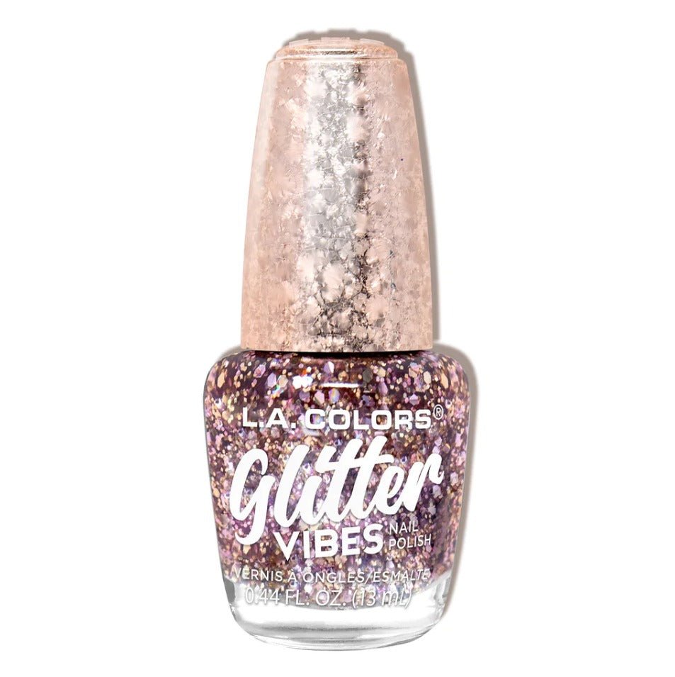 Glamour Us_L.A. Colors_Nails_Glitter Vibes Nail Polish_Pure Blush_CNL355 The best affordable Latina and Mexican makeup, beauty and cosmetics supply store in Chula Vista, San Diego