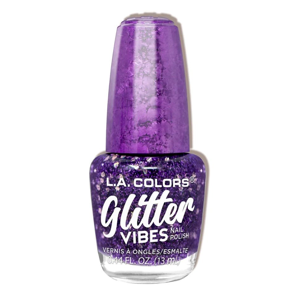 Glamour Us_L.A. Colors_Nails_Glitter Vibes Nail Polish_Purple - razzi_CNL359 The best affordable Latina and Mexican makeup, beauty and cosmetics supply store in Chula Vista, San Diego
