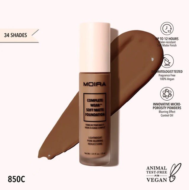 Glamour Us_Moira_Makeup_Complete Wear Soft Matte Foundation_850N_CMF850
