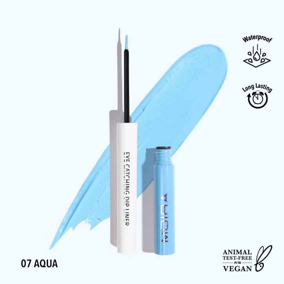 Glamour Us_Moira_Makeup_Eye Catching Dip Liner_Aqua_ECD007 Latina makeup, beauty and skincare supply store Mexican makeup products