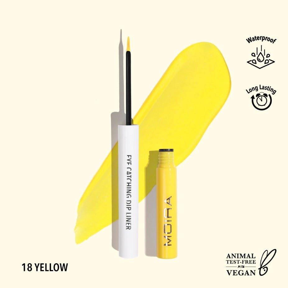 Glamour Us_Moira_Makeup_Eye Catching Dip Liner_Yellow_ECD018 Latina makeup, beauty and skincare supply store Mexican makeup products