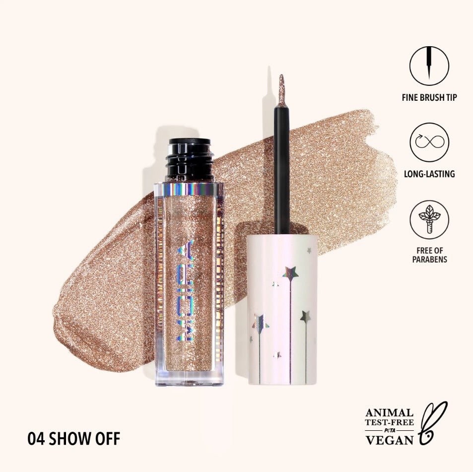 Glamour Us_Moira_Makeup_Glitter Liquid Eyeliner_Show Off_GGL004 The best affordable Latina and Mexican makeup, beauty and cosmetics supply store in Chula Vista, San Diego