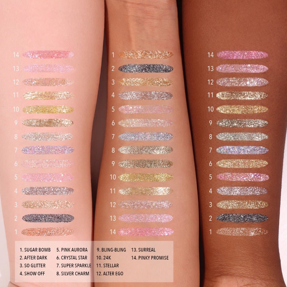 Glamour Us_Moira_Makeup_Glitter Liquid Eyeliner_Sugar Bomb_GGL001 The best affordable Latina and Mexican makeup, beauty and cosmetics supply store in Chula Vista, San Diego
