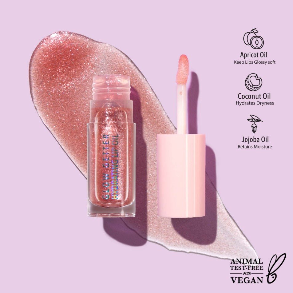 Glamour Us_Moira_Makeup_Glow Getter Hydrating Lip Oil_Tickled Pink_GLO004 Latina makeup, beauty and skincare supply store Mexican makeup products