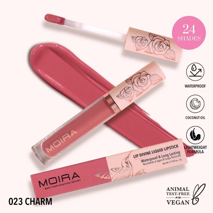 Glamour Us_Moira_Makeup_Lip Divine Waterproof Liquid Lipstick_Charm_LDV023 The best affordable Latina and Mexican makeup, beauty and cosmetics supply store in Chula Vista, San Diego
